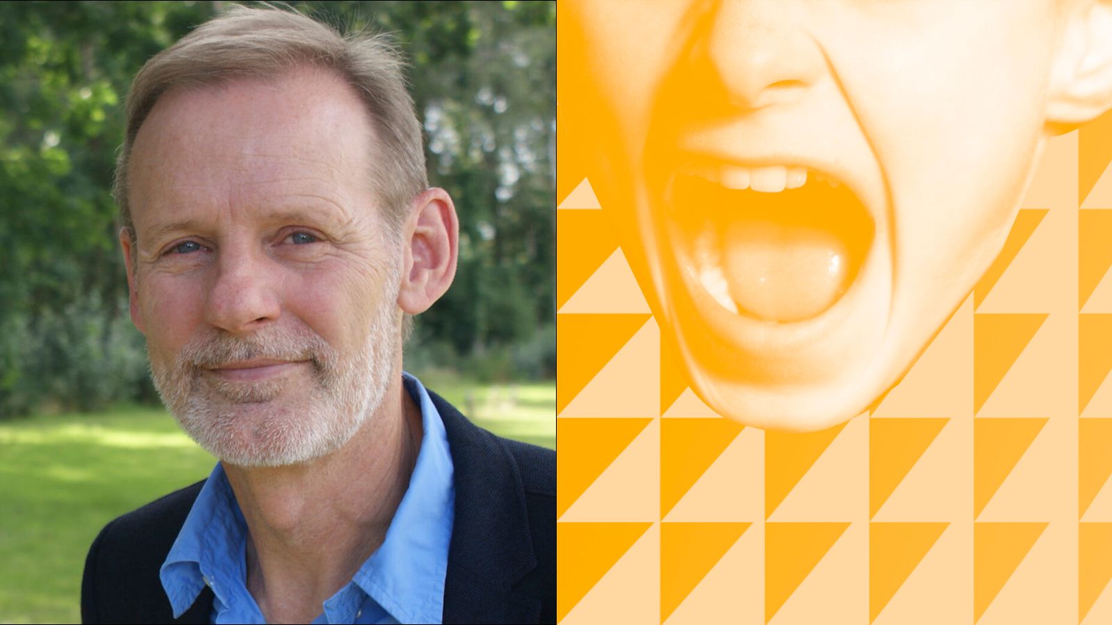 Redigeret billede af Peter Brodersen sammensat med et billede af en anonym dreng der skriger
