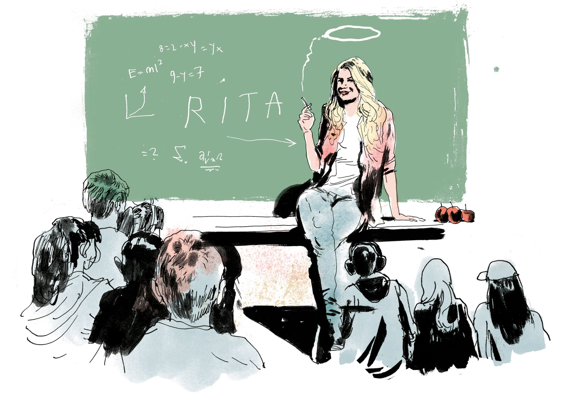 Illustration af l&aelig;reren Rita fra serien "Rita".