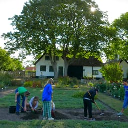 Klasse graver i jord ved Amagermuseet