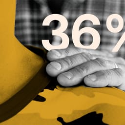 Lærer lægger hånd på elevs skulder, hvor tallet 36 procent indgår i en collage.