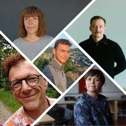 Portrætter af Mia Lodberg, Andreas Bøgebo, Sidse Bjerge Hansen, Asger Kjær Sørensen og Steen Clasen