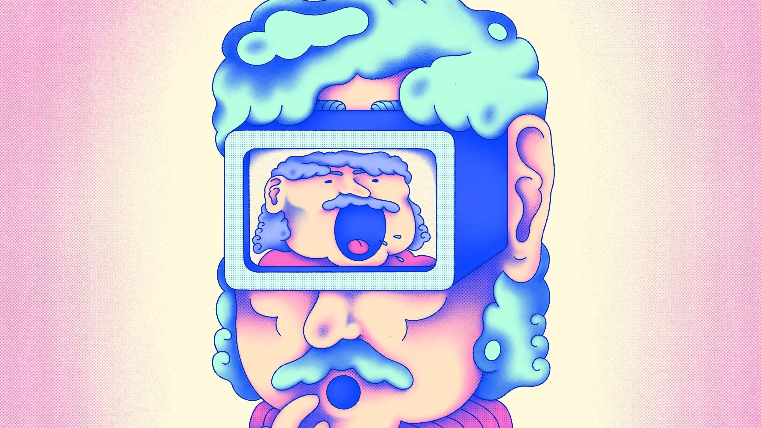 Illustration af ansigt der bliver gengivet på video.