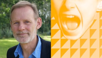 Redigeret billede af Peter Brodersen sammensat med et billede af en anonym dreng der skriger