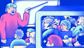 Illustration af undervisning der bliver filmet