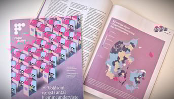 Fagbladet Folkeskolen, september, forside og opslag med danmarkskort over antal hjemmeunderviste børn