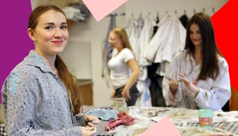 Tre piger til billedkunst-undervisning