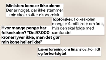 Overskrifter om folkeskolens økonomi