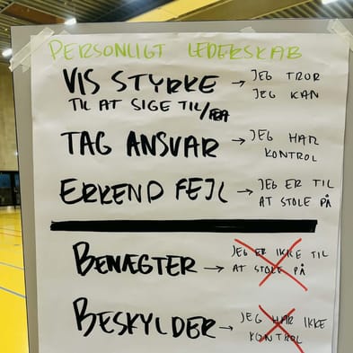 Tavle med øvelser i trivsel i idræt