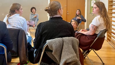 Studerende Liv Winther, underviser Kirsten Kolstrup, studerende Freja Nørkjær og Marie Lulu Skautrup