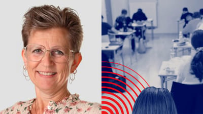 Jane Lehmann, som er viceskoleleder på Ikast-Nordrup Skole. Elever til en prøve.