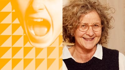 Redigeret billede af Gitte Bisgaard sammensat med et billede af en anonym dreng der skriger