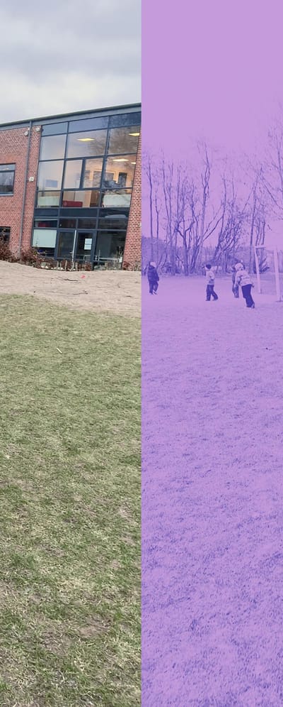 Lærer Mai-Britt Løndal Nielsen er ude i begge lange frikvarterer – to sammensatte billeder fra frikvartererne.