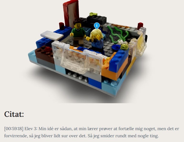 Elevproduktion i lego hvor eleven bliver sur og kaster med ting
