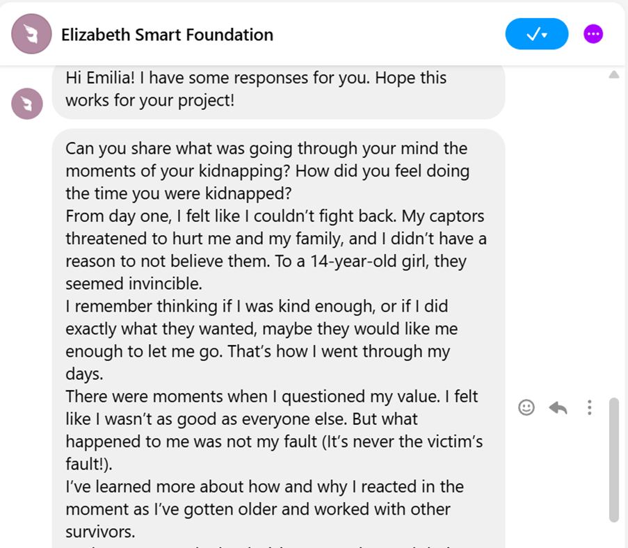 Sk&aelig;rmbillede af messengerbesked.